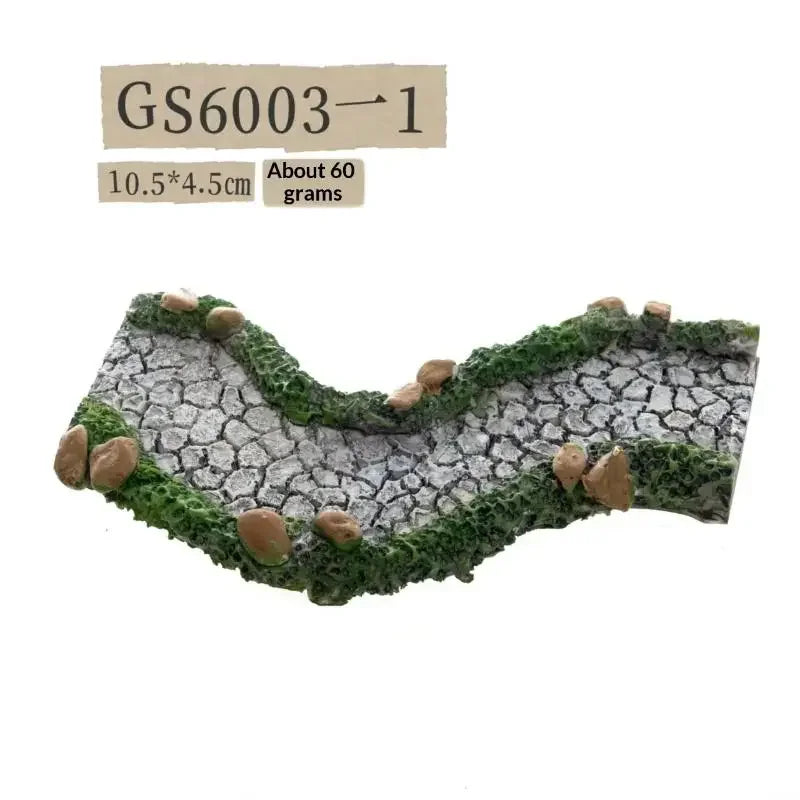 miniature route résine gris vert blanc jaune texture rugueuse décoration jardin féerique bricolage accessoire