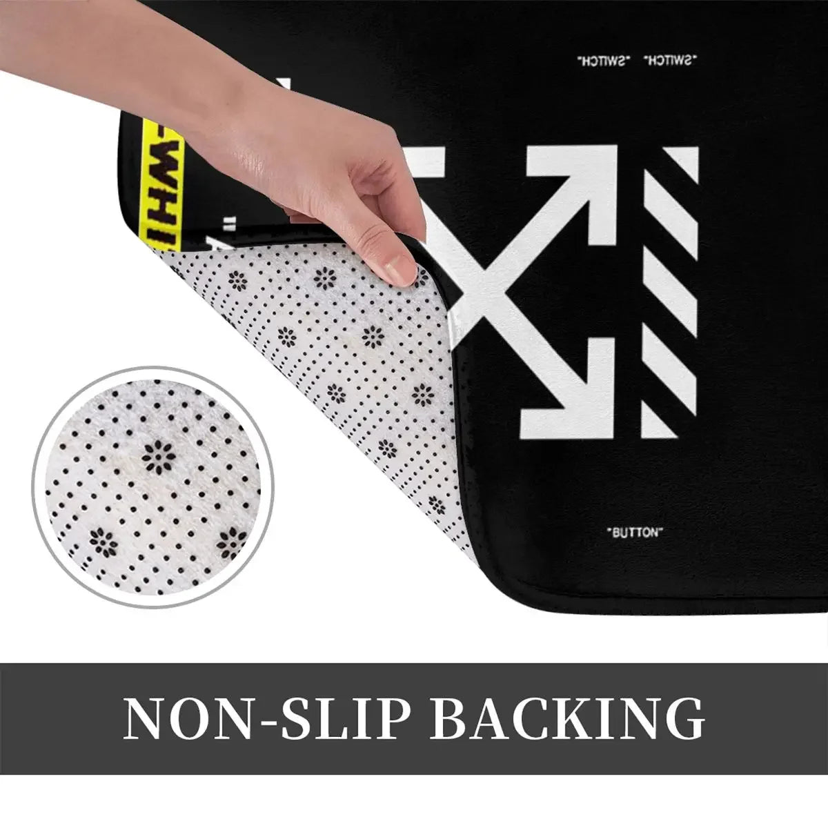 tapis bain noir blanc arrows imperméable antidérapant adhésif moderne minimaliste