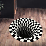 tapis rond moderne optique points carreaux noir blanc orange bleu 80x80cm 120x120cm