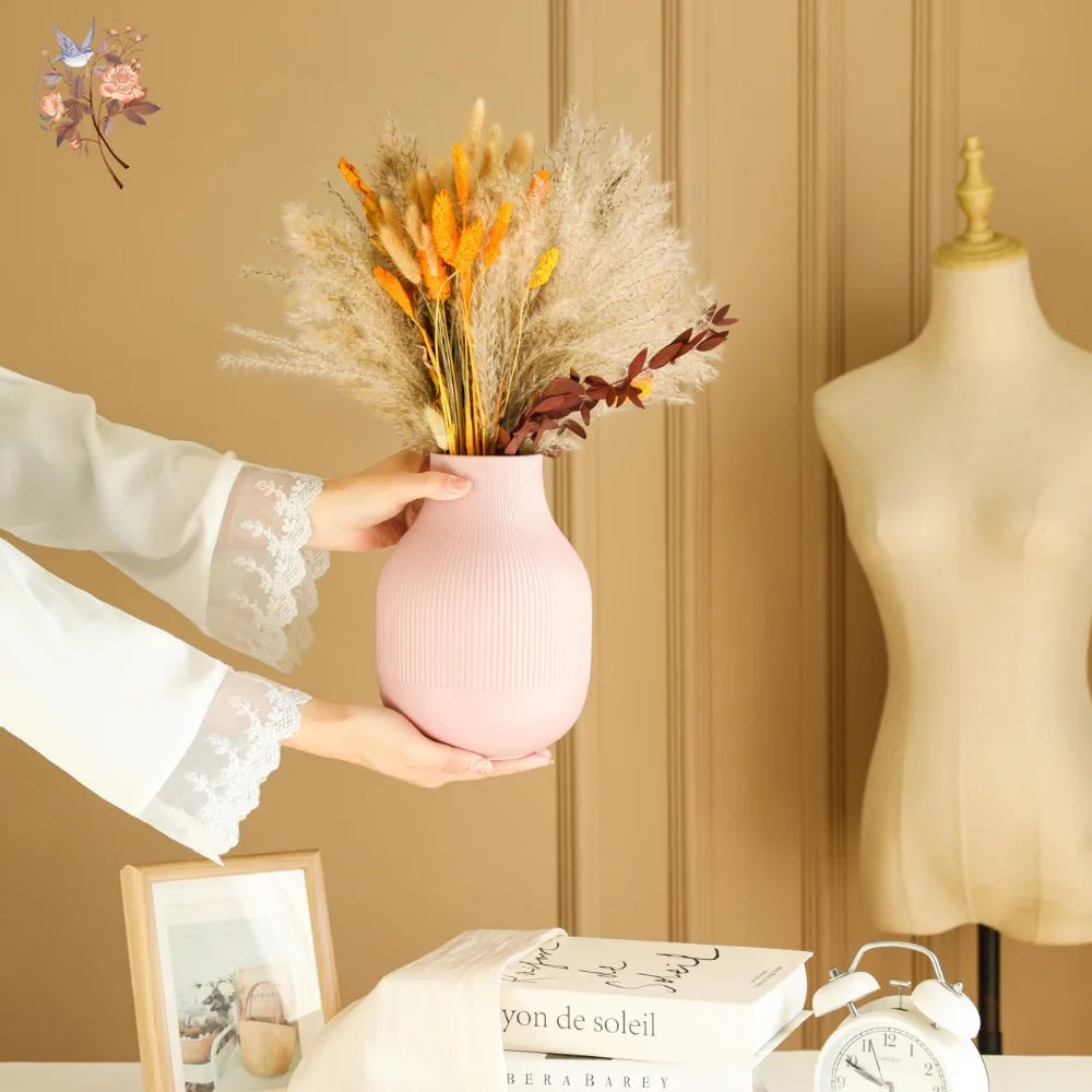 bouquet graminées séchées pampas blondes beiges vases décor maison anniversaire mariage