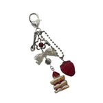 porte clés femme argent rouge blanc motif fraise sandwich cœur mignon retour école