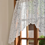 rideau blanc broderie florale transparent classique cuisine chambre