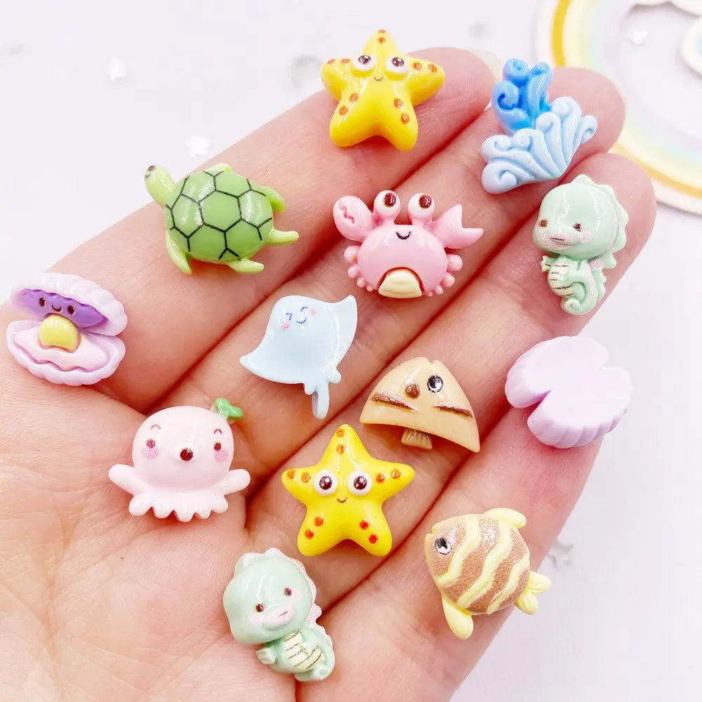 pendentifs résine colorée crabe étoile tortue poissons décoratifs cartoon 14+