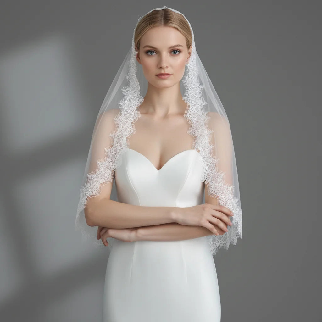 voile mariée blanc dentelle fine classique mariage prom anniversaire romantique femme adultère