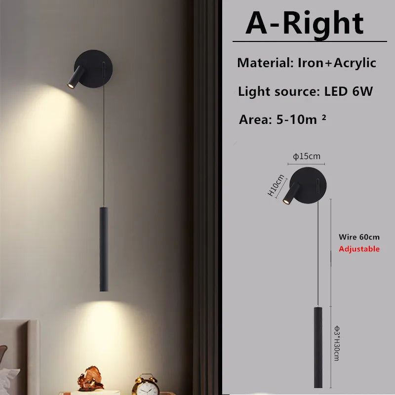 lampe murale moderne minimaliste noir éclairage quotidien fixée mur led chambre salon