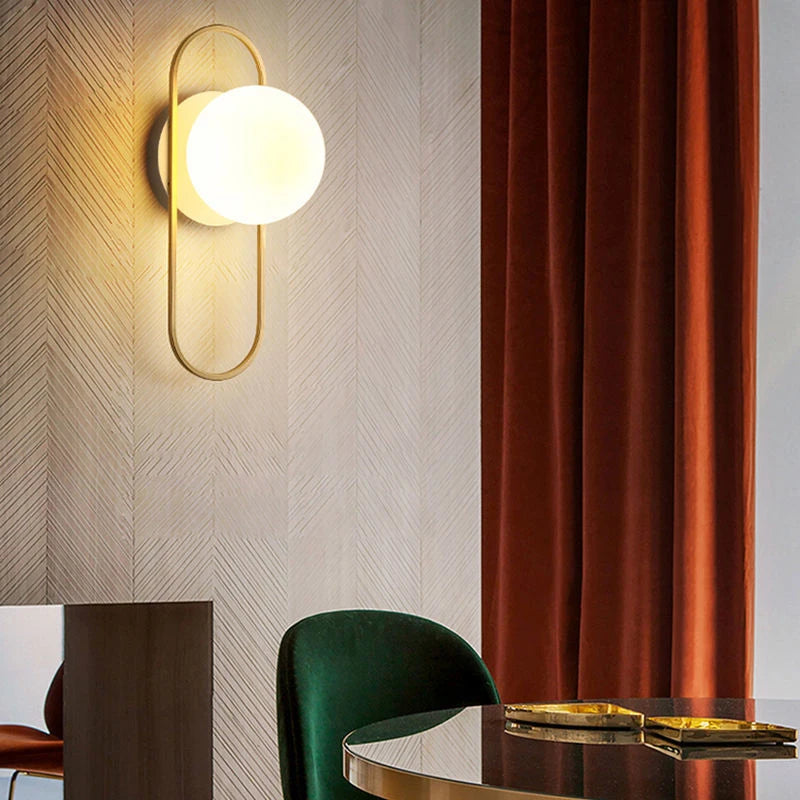 applique murale moderne lampe chevet chambre salon rond métal noir or blanc