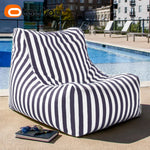 coussin d'assise jardin rayures beige blanc moderne piscine extérieur housse fauteuil plage grande