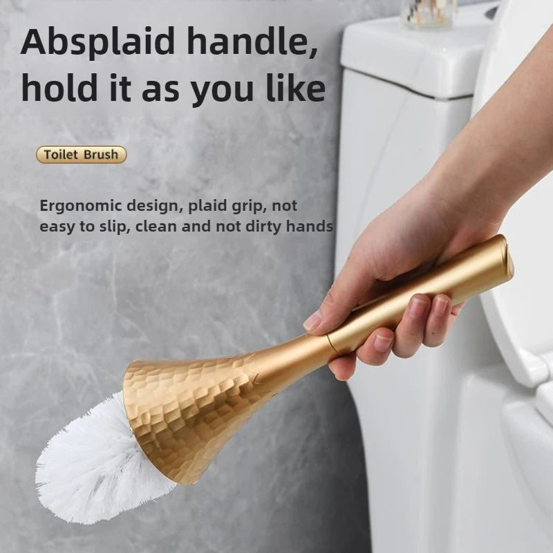 brosse wc or texture martelée base rangement embout flexible grip moderne