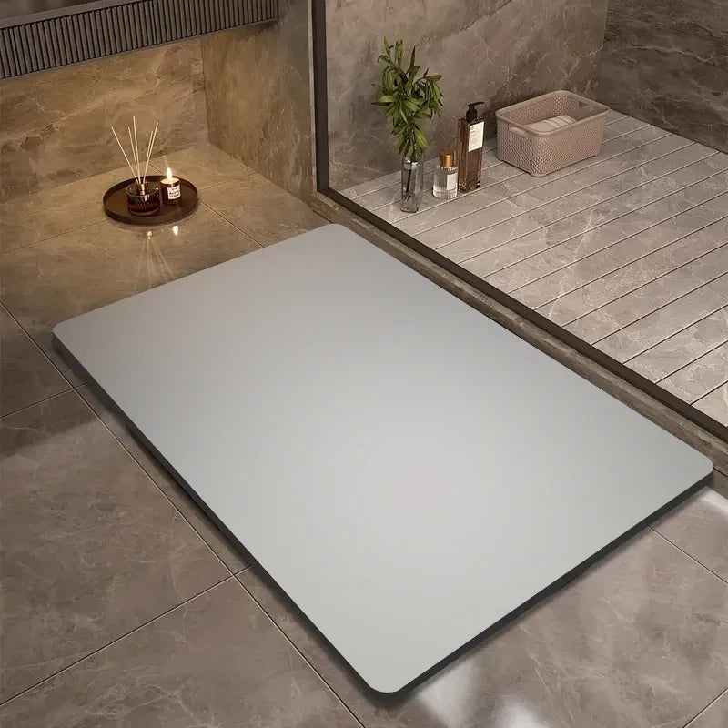 tapis bain gris clair anti dérapant moderne froissé absorbant rapide adhésif salon entrée