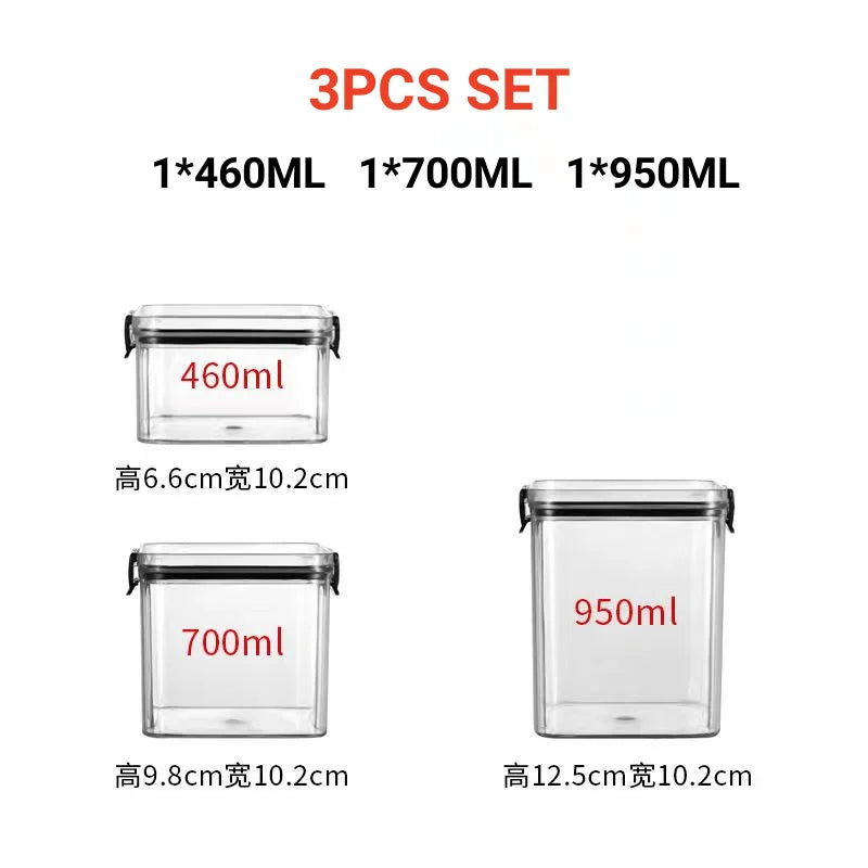 boîtes rangement alimentaire réutilisables transparentes modernes poignées noires 460ml 700ml 950ml 1300ml 1800ml