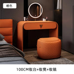 coiffeuse moderne maquillage miroir lumineux tabouret compartiments tiroirs étagère arrière beigeclair minimaliste