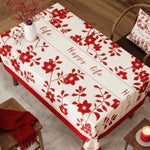 nappe décoration festive motif floral personnage animal opaque polyester coton rouge blanc