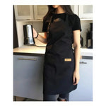 tablier toile polyester gris noir classique poche boutons élastiques cuisine uniforme serveur