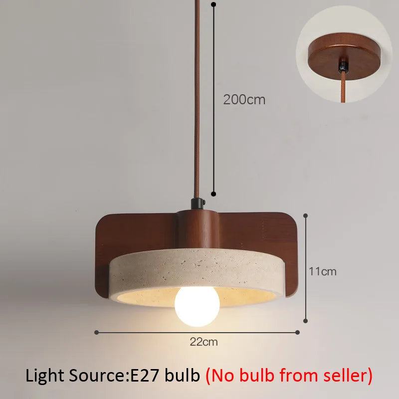 Suspension lumineuse pierre jaune travertin bois marron moderne minimaliste 2000 82000 lumens