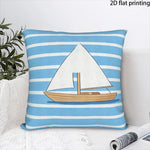 housses coussins carrés bleu clair rayures horizontales polyester peachskin 40x40cm 45x45cm 50x50cm 60x60cm