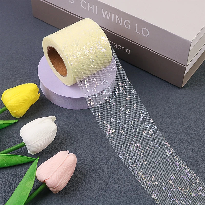 ruban pailleté moderne élégant adhésif rose violet vert beige bleuclair polyester 25yards