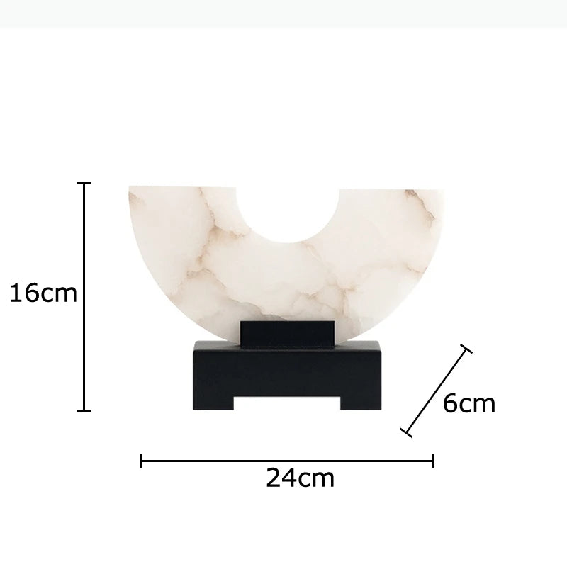 sculpture moderne marbre imitation blanc beige minimaliste support noir