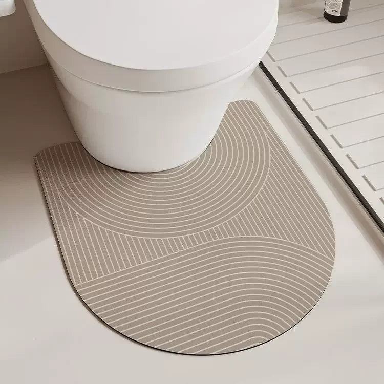 tapis toilette moderne gris beige noir motifs géométriques anti dérapant rapide absorbant