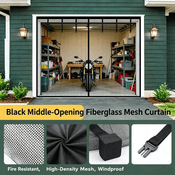 moustiquaire rideau porte garage noir maille fine clips suspension moderne protection insectes atelier patio