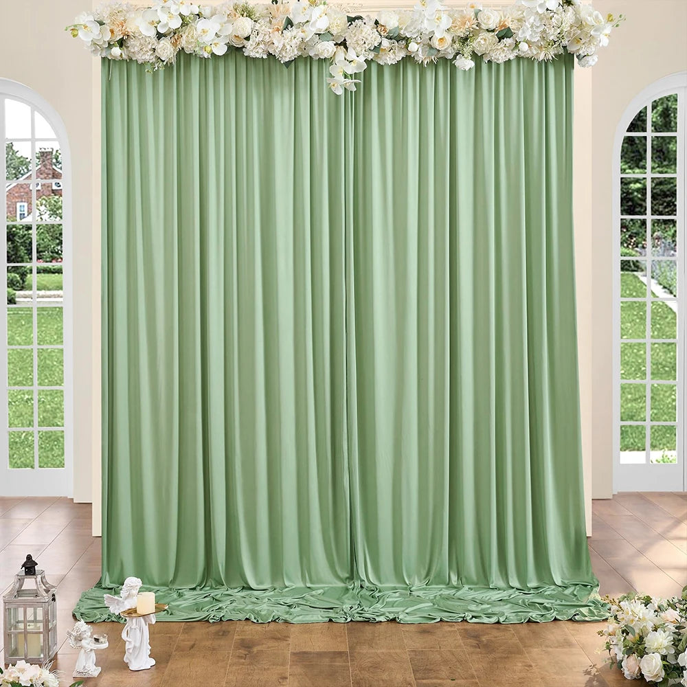 rideau polyester uni beige vert blanc moderne poignées extérieure opaque 5x8FT