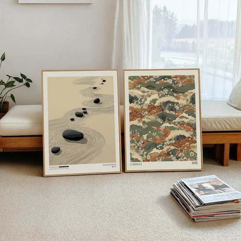 affiches modernes minimalistes orientales toile motifs géométriques floraux salon maison bureaux