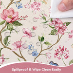 nappe table fleurs papillons branches moderne réutilisable été printemps beige rose bleu verte