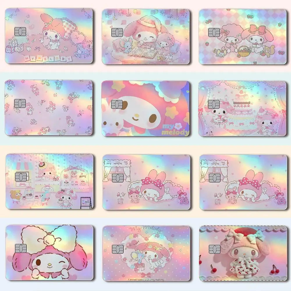 autocollant carte crédit my melody dessin animé rose violet bleu blanc