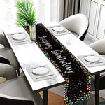 table runner happy birthday multicolore points colorés écriture cursive fête anniversaire moderne festif