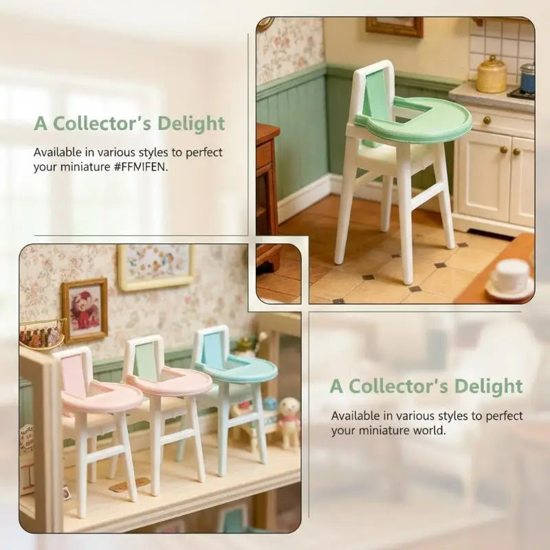 chaise haute poupée blanc vert pastel moderne minimaliste assise ronde dossier pieds carrés