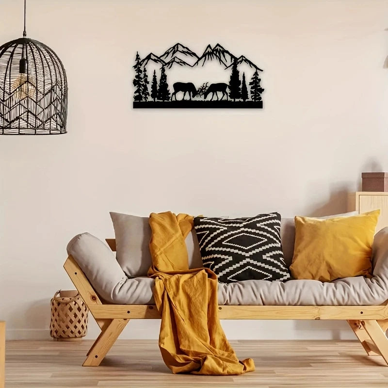 Décoration murale cerf forêt vue de côté