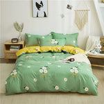 Housse de couette double face AB montrant les deux motifs différents