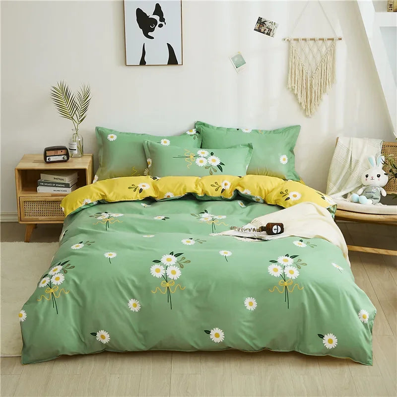 Housse de couette double face AB montrant les deux motifs différents