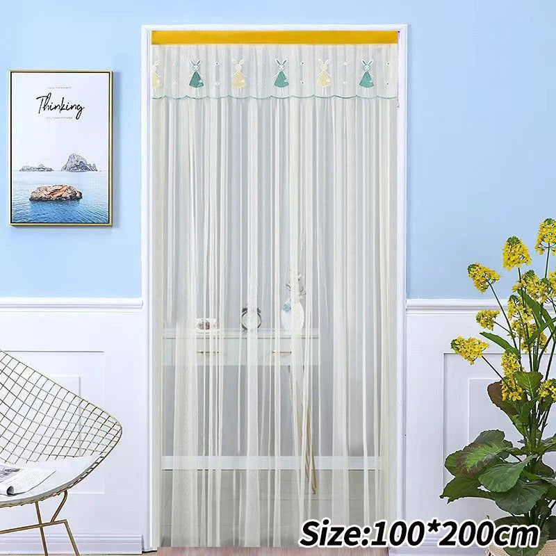 rideau moderne violet rose bleu clair brodé transparent chambre salon