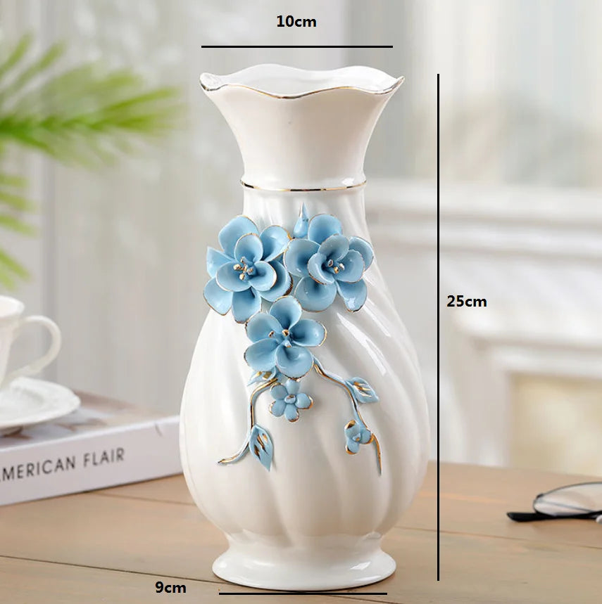 vase porcelaine céramique fleurs relief blanc classique moderne décoration table