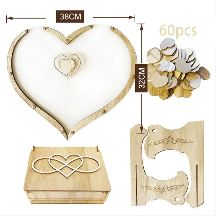 décoration mariage cœur transparent bois pieces gravées signature romantique champêtre festive