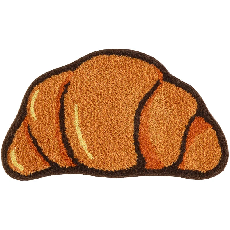 tapis croissant orange marron moelleux antidérapant acrylique flocage créatif salon salle bain cuisineextérieur
