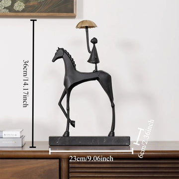 lampe table moderne abstrait cheval figurine humaine noir doré minimaliste