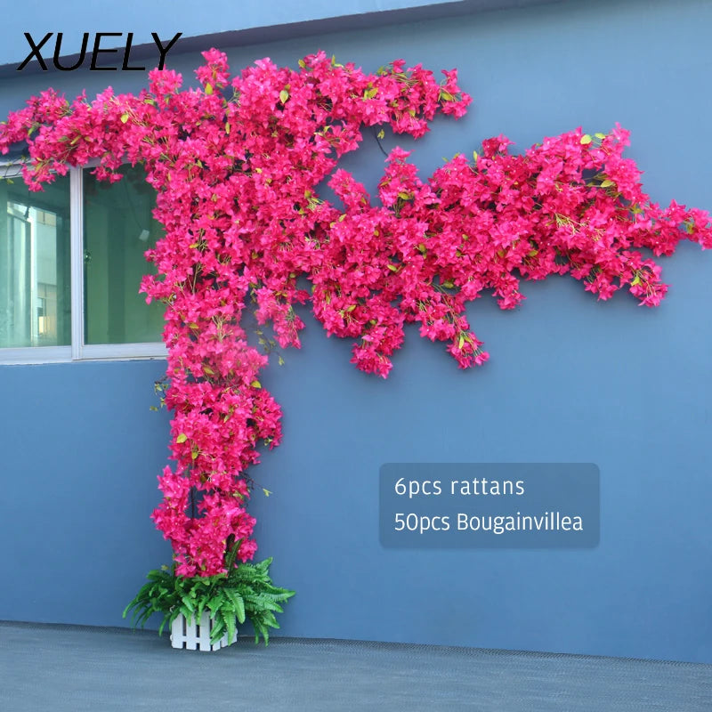 Guirlande fleurs artificielles bougainvilliers rose moderne extérieur décoration mariage anniversaire fêtes