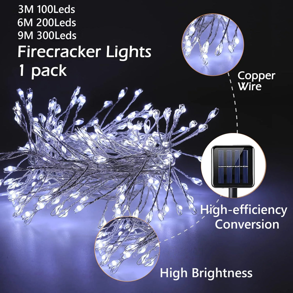 guirlande lumineuse solaire led moderne 3m 6m 9m blanc chaud froid extérieur festive halloween