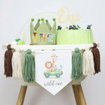 guirlande vert pompons animaux couronne décoration enfant moderne chambre bébé anniversaire festif