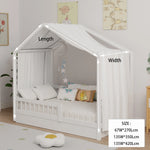 lit cabane enfant blanc moderne minimaliste coussins rideaux latéraux tapis