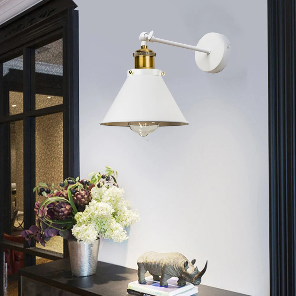 lampe murale industrielle moderne blanc doré fixée mur ampoule led étanche chambre salon