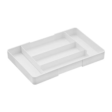 organisateur tiroir modulaire blanc rangement ustensiles cuisine minimaliste boîte papeterie rétractable conteneurs multifonctionnels