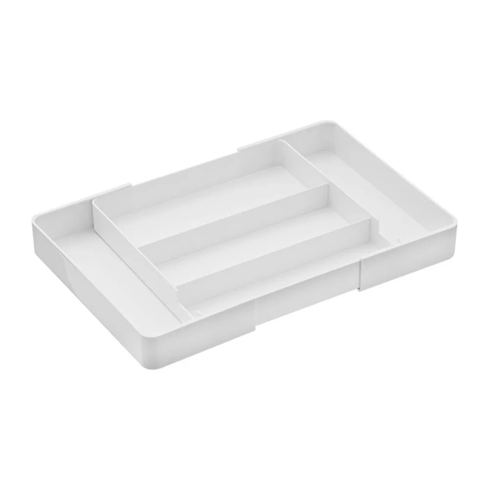 organisateur tiroir modulaire blanc rangement ustensiles cuisine minimaliste boîte papeterie rétractable conteneurs multifonctionnels
