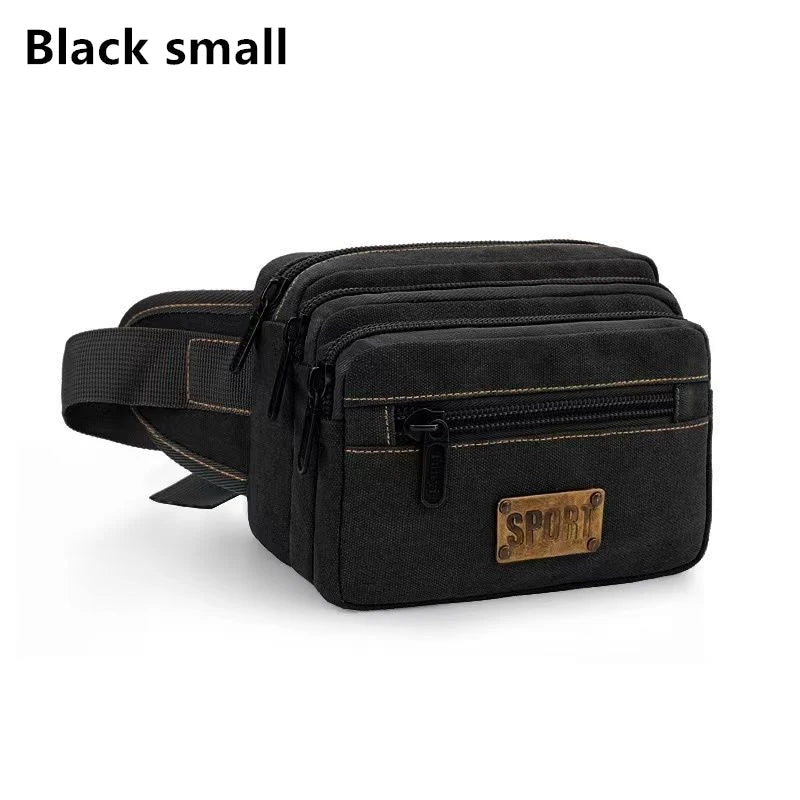 sac banane toile khaki vert armée noir pratique sportif ceinture amovible glissière sport