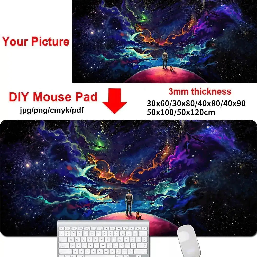 tapis souris personnalisable caoutchouc antidérapant blanc noir bleu texture moderne gamer