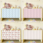 rideau cuisine moderne rayures rubans cerises coeurs blanc rouge bleuclair transparent opacité