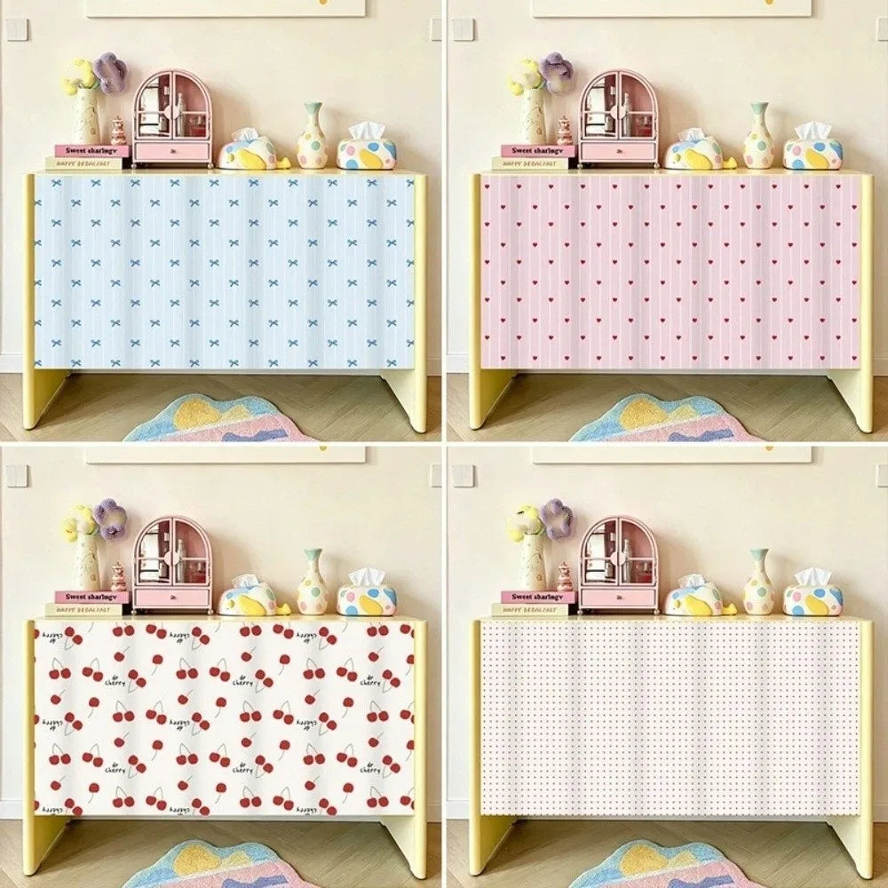 rideau cuisine moderne rayures rubans cerises coeurs blanc rouge bleuclair transparent opacité