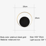 lampe murale moderne blanc noir doré 25cm rond minimaliste LED 90 260V