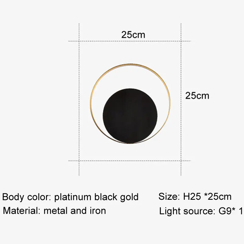 lampe murale moderne blanc noir doré 25cm rond minimaliste LED 90 260V